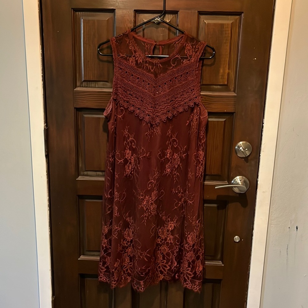Maurices Maroon/brown lacy knee length dress